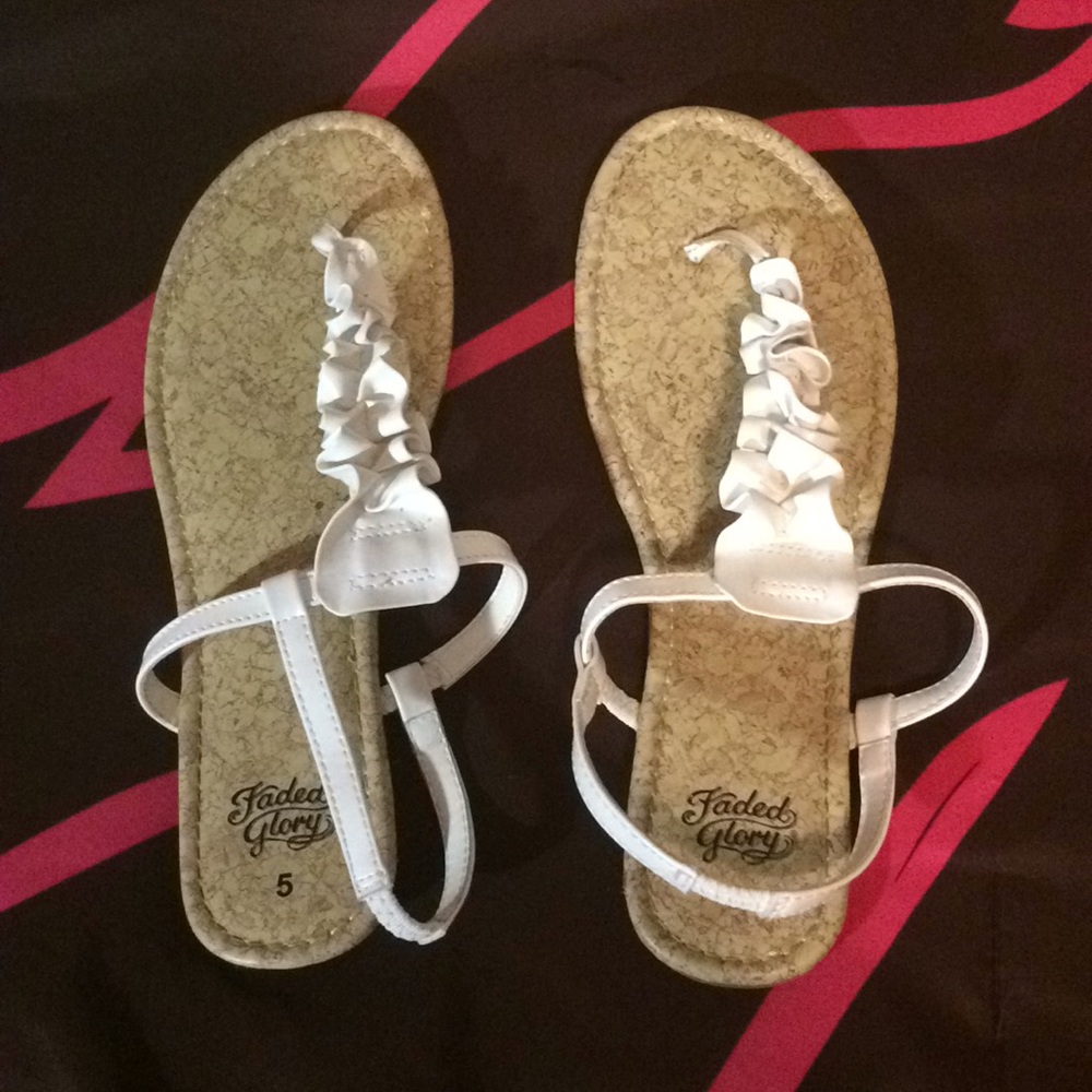 White and brown girl sandals